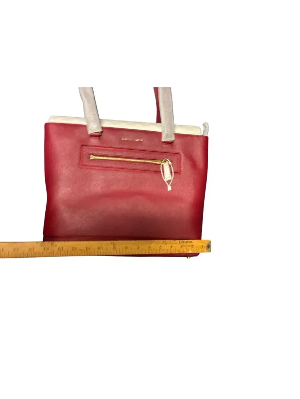 NEW Michael Kors Charlotte Large NS Tote Leather‎ Structured Cherry Red NWT